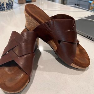 Pierre Dumas Cork and Leather Wedges 10M